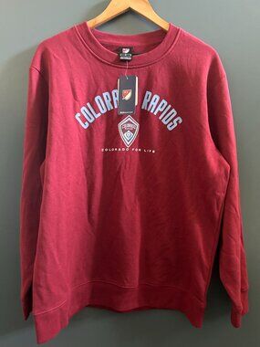 NWT Men's Large Colorado Rapids MLS Sweatshirt Dark Garnet Large Cotton Blend Cr